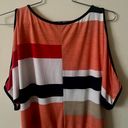 Papaya slit sleeve asymmetrical stripes top size medium Photo 6