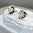 White Opal & Sterling Silver Rope Twist Heart Shaped Stud Earrings Multiple Photo 4