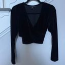 Snap Velvet Long Sleeve Cross Wrap Black Crop Tops Size L Photo 7