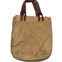 Pottery Barn  Tan Canvas & Leather Tote Bag Photo 3