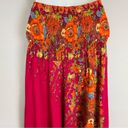 None Floral Harem Pants Stretch Waist Smocking‎ Shirring Pink Hippie Festival Rayon Photo 7