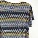 Dress Barn  Plus Size 1X Top Chevron Purple Blue Drape Neck Short Sleeve 1058 Photo 6