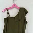 cupio  Ruffle Shoulder Sleeveless Blouse Women’s Large Green Photo 7