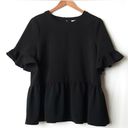 Kate Spade  Linda Black Ruffle Peplum Top Photo 2