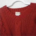 NWT: Poof! Apparel Rust Chenille Cable Knit V-Neck Sweater Photo 7