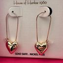 House of Harlow COPY -  1960 Gold Tone Heart Safety Pin Earrings - Lightweight #… Photo 0