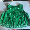 Anthropologie  Green Cropped Top Shirt Tank Sleeveless Green Embroidered 20W Photo 6