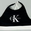 Calvin Klein Black ‘CK’ Logo Graphic Halter Criss-Cross Sports Bra Bralette Lingerie Size M 🖤🤍 Photo 0