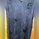 Oleg Cassini  Black Tie Beaded Navy Blue Mini Dress Size 10 Photo 2