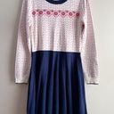 Draper James  Fair Isle Wool Blend Sweater Dress in White/Red/Navy Fit & Flare, L Photo 2