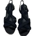 Ralph Lauren Women’s 10 Patent Leather Black Sandals Stretch Sling Stap Wedges Photo 2