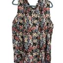 Workshop Republic Clothing  Black Colorful Floral Front Tie V-Neck Tank Top NEW 2 Photo 0