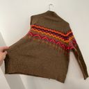 Lou & grey LOU GREY LOFT Fair Isle Sweater Brown Multi Nordic Nylon Wool Turtleneck Medium Photo 11