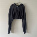 H&M Women's Cropped Hoodie black Medium Long Sleeve Drawstring Casual Photo 3