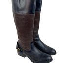 Ralph Lauren  Marlena II Leather Riding Boots Womens 9.5B Black Brown Zip Buckle Photo 0