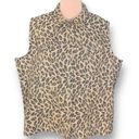 Coldwater Creek Vintage  Vest Tan Brown Leopard Animal Print Button Front Plus 2X Photo 3