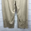 Soft Surroundings  Womens Large Pull On Faux Suede Eyelet Boho Cropped Pants Photo 5