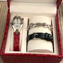 Coldwater Creek NIB  Wristwatch Set W Interchangeable Leather & Chain Straps Photo 2