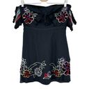 Red Carter  Womens Floral Embroidered Off The Shoulder Mini Dress Size M Black Photo 2