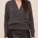 ASTR 𝅺 The Label Pleated Wrap Front Wool Blend Sweater Charcoal Gray NWT XS Photo 0