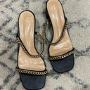 Nicole Miller Black and Gold Chain Sandals Photo 0