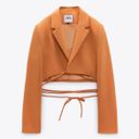 ZARA Tangerine Tied Crop Blazer Photo 9