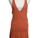 Free People  Slipping Away Mini Dress Ginger Spice V Neck Knit Womens Size L New Photo 2