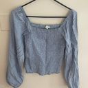 American Eagle Off The Shoulder Blue Long Sleeve Top Photo 0