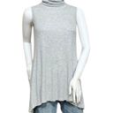 Joan Vass  Ribbed Swing Mock Neck Sleeveless Tank Top Gray Small Photo 1