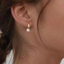 18k Gold Plated Pearl Hoop Earrings Photo 0