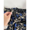 Jason Wu  Shirt Women 6 Black Blue Cream Floral V-Neck Asymmetrical Ruffle Silk Photo 9