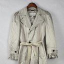 Laundry by Shelli Segal  Womens Trench Coat Size M Cream Sheen Belted Quilt Lined Photo 11