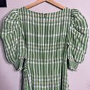 Cinq à Sept Cinq A Sept Dress Gia Plaid Puff Sleeve Green Midi Dress Size 6 Photo 7