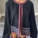 Simply Styled  Black Lined Blazer Size L Boho Open Cotton Embroidered M15 Photo 0