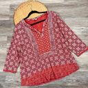 Lucky Brand  bohemian red printed blouse Photo 0