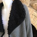 Double Zero  Black White Sherpa Collar Tie Front Sweater Women's Size Small Photo 2