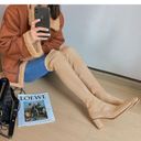 Boutique NEW Tan Faux Suede Fleece Lined Over the Knee Block Heel Boots Photo 1