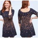 Maeve  Navy Leopard Print 3/4 Sleeve Mini Scoop Neck Sweater Dress XS Photo 1