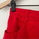 Brandy Melville John Galt  Red Denim Jean Mini Skirt Raw Frayed Hem Button Fly S Photo 3