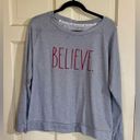 Rae Dunn Women’s Gray  Believe Sweat Shirt Size XL Lightweight Christmas Holidays Photo 1