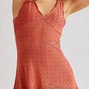 Free People  Slipping Away Mini Dress Ginger Spice V Neck Knit Womens Size L New Photo 0