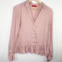 Natori Josie  Pink Long Sleeve V-Neck Soft Blouse Women's Size Small S Photo 6