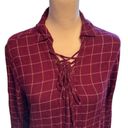 Harper  Lace Up Grid Print Blouse Sz L Photo 5