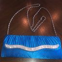 Vintage Blue  & Silver Tone CZ Rhinestone Evening Bag Shoulder Bag Clutch Photo 10