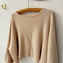 Free People  Sweater XS Cream Pink I Can't Wait Cropped Boxy Oversized Textured Photo 2