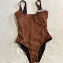 Everlane  Swimsuit Women’s Small NWT Square-Neck Quality One Piece Honey Gingham Photo 3