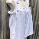 Cleobella  Large Square Neck Tie Shoulder Heart Dobby Top Blouse Sleeveless White Photo 2