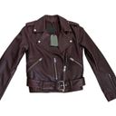 All Saints Balfern Leather Biker Jacket In Deep Berry Size 2 NEW Photo 3