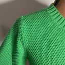 L.L.Bean  Kelly green cotton popcorn knit 3/4 sleeve sweater chunky buttons sz S Photo 5