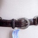 Brighton , New, Leather Stretch Brown Braided O-Ring Concho Belt, Size 34 Photo 0